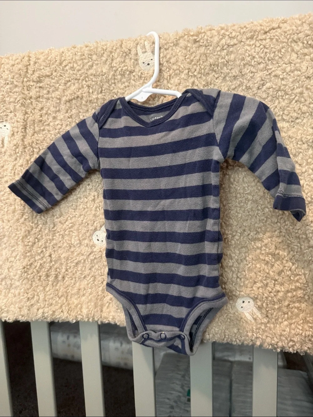 Carter's Navy and Gray Striped Long-Sleeve Baby One-Piece